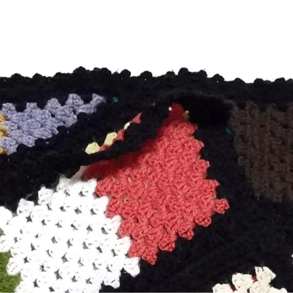 VINTAGE Multicolor Granny Square Crochet Afghan